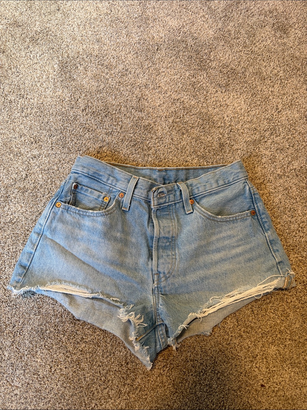 Casual Light Blue Distressed Denim Shorts